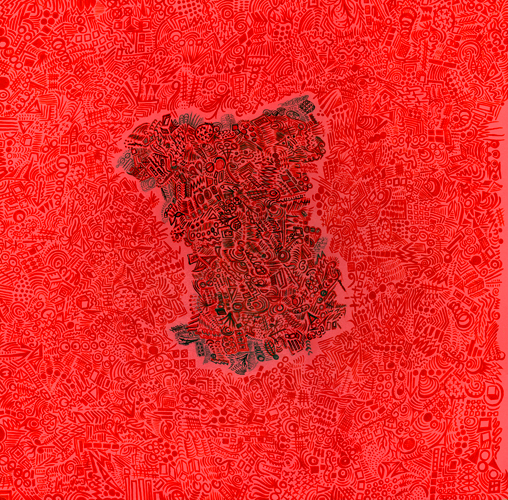 'Venus' ~ Acrylic, ink, graphite, spray paint on board ~ 18x18 inches